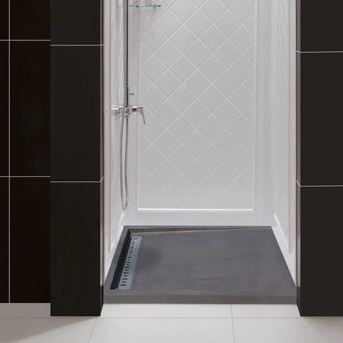 Black Andesite Rectangular Shower Base Hand-carved from Solid Block (W)32" (L)48" (H)3"