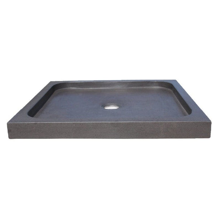 Black Andesite Square Shower Base Hand-carved from Solid Andesite Block (W)36" (L)36" (H)3"