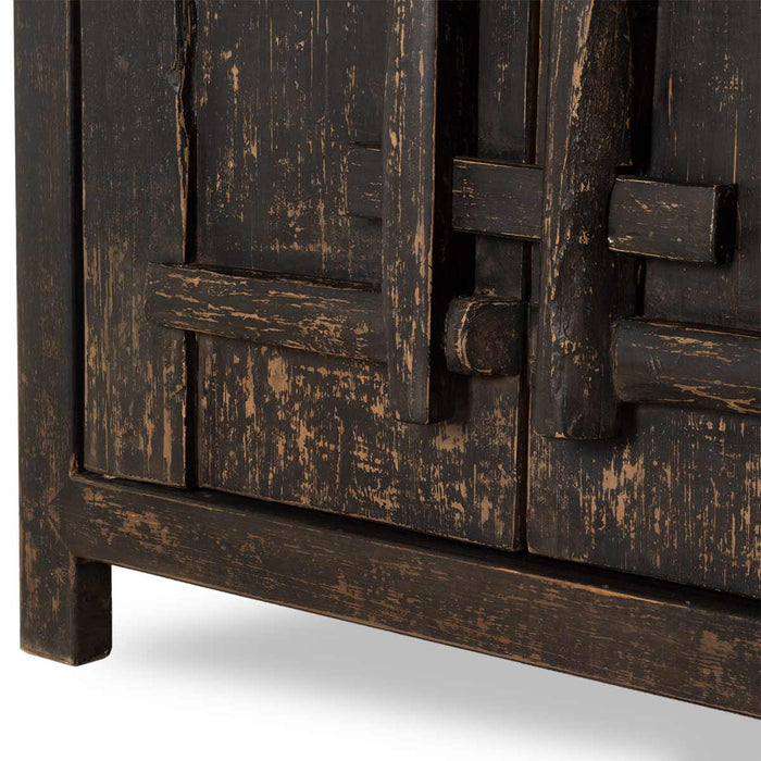 Black Four Door Elm Cabinet