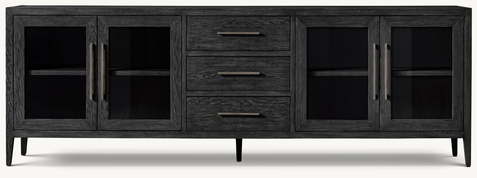 French Contemporary Glass 4-door Sideboard With Drawers