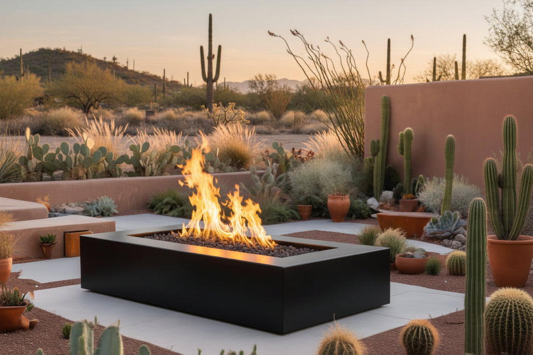 Rectangular Steel Fire Pit Table