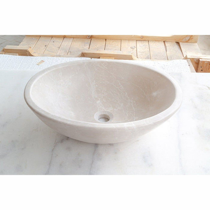 Botticino Marble Natural Stone Oval Shape Above Vanity Vessel Sink Honed CM-B-002-C