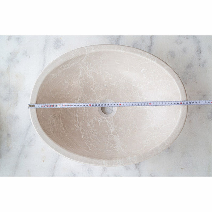 Botticino Marble Natural Stone Oval Shape Above Vanity Vessel Sink Honed CM-B-002-C