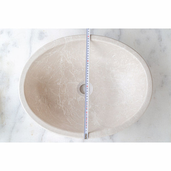 Botticino Marble Natural Stone Oval Shape Above Vanity Vessel Sink Honed CM-B-002-C