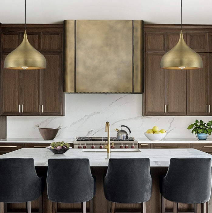 Antique Brass Stove Hood Custom Round Corner Design