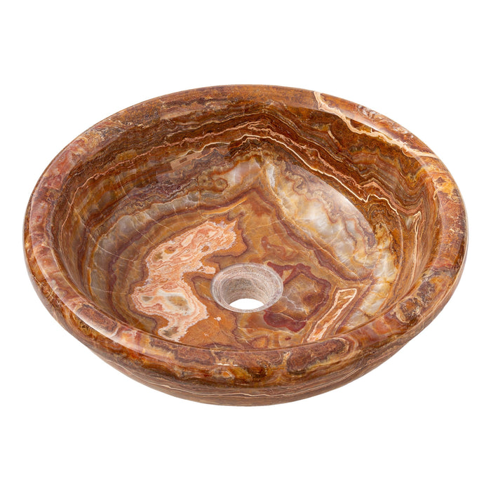 Brown Onyx Translucent Natural Stone Drop-in or Above Vanity Vessel Sink Polished EGEBOXP166