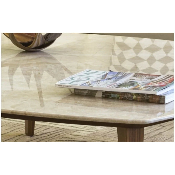 Burdur Beige Premium Natural Marble Coffee Table with Polished Finish Eased Edge