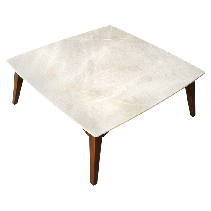 Burdur Beige marble coffee table W40-L40-H14 rectangular wood SKU-MSBB40WL