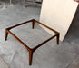 Burdur Beige marble coffee table W40-L40-H14 rectangular wood SKU-MSBB40WL legs