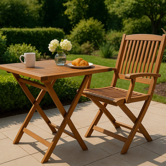 Telluride 2 Person Teak Folding Patio/Balcony Table - 28"