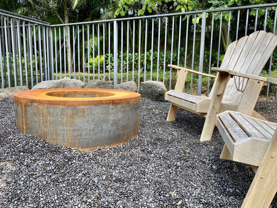 Wood-Burning Circular Corten Steel Fire Pit - FREE SHIPPING!