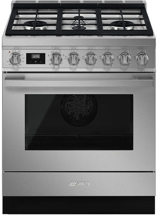 Smeg Portofino Series 30 Inch Freestanding Dual Fuel Range CPF30UGMX SMEG