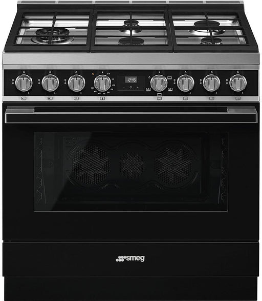 Smeg Portofino Series 36 " Freestanding All Gas Range CPF36UGGBL SMEG