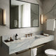 Calacatta Olivia Marble Wall-Mount Bathroom Sink with 8 Inch Backsplash 16 x 60