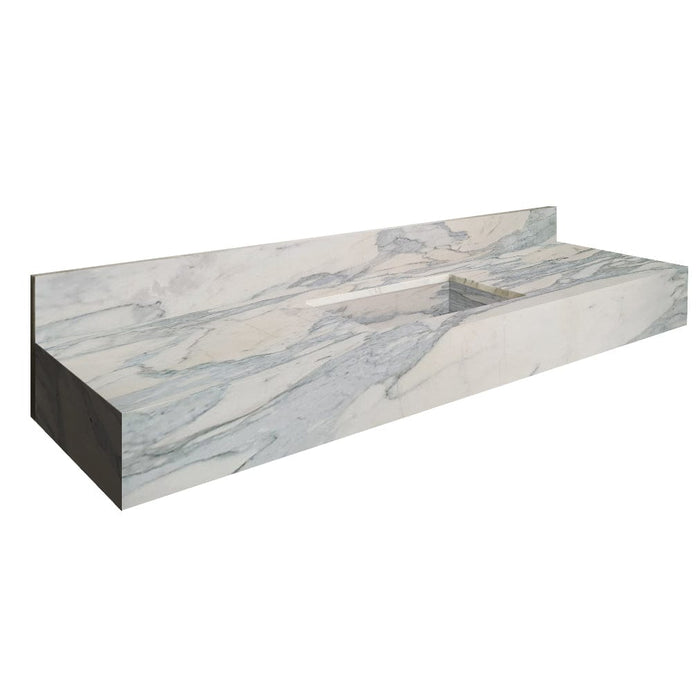 Calacatta Olivia Marble Sink Wall-mount Bathroom Sink with 8" Backsplash RVSCV16608P