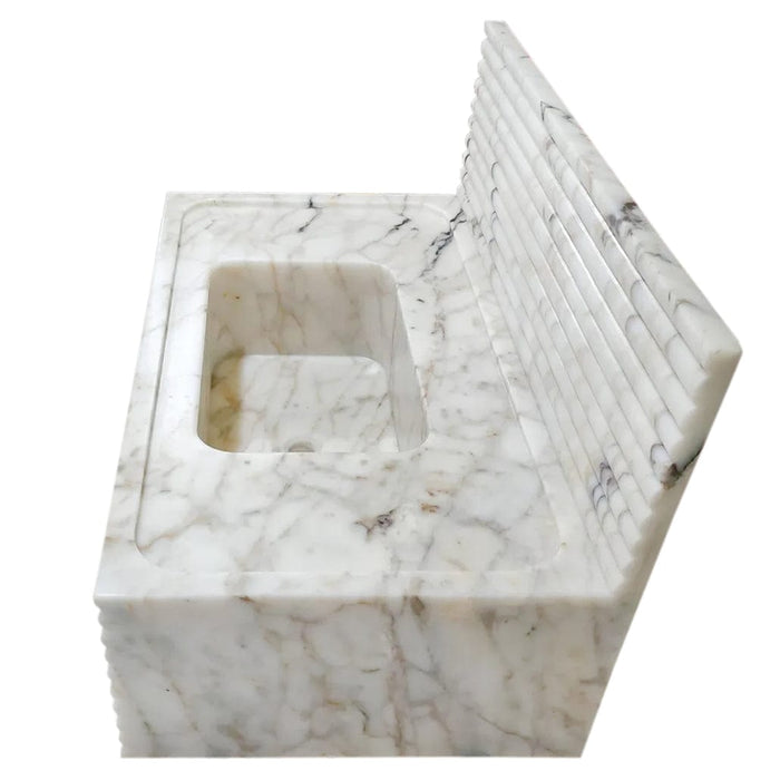 Calacatta Viola Gold Marble Wall-mount Bathroom Sink Horizontal Fluted