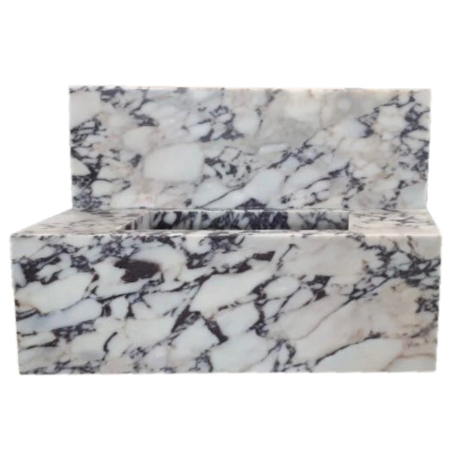 Calacatta Viola Marble Rectangular Wall-mount Bathroom Sink with 10" Backsplash CVRHFHS1632