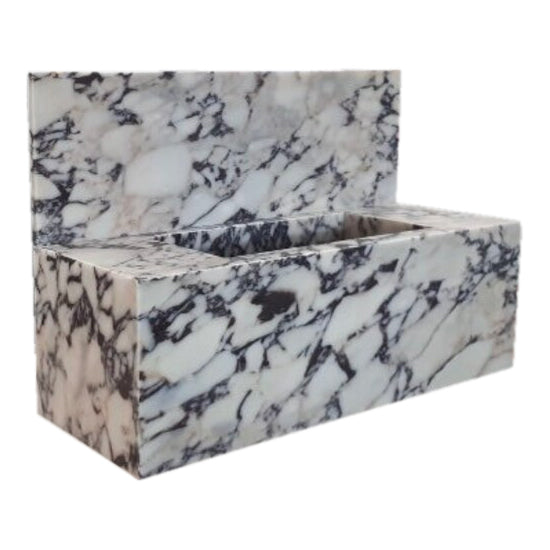 Calacatta Viola Marble Rectangular Wall-mount Bathroom Sink with 10" Backsplash CVRHFHS1632