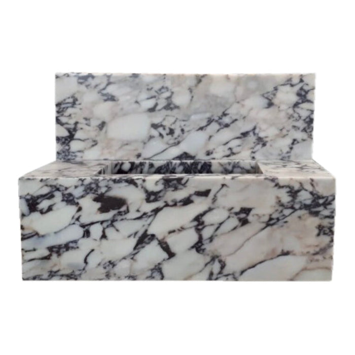 Calacatta Viola Marble Rectangular Wall-mount Bathroom Sink with 10" Backsplash CVRHFHS1632