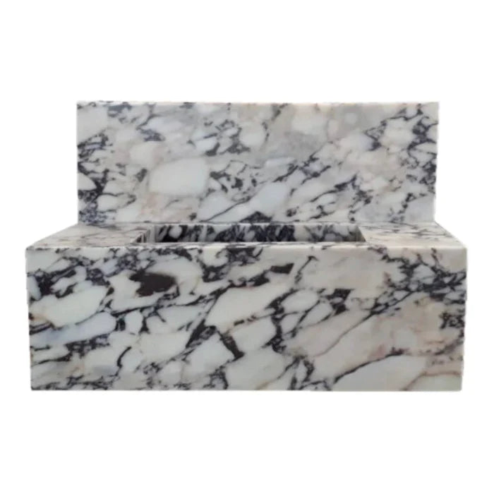 Calacatta Viola Marble Wall-mount Bathroom Sink 16x32 with Backsplash