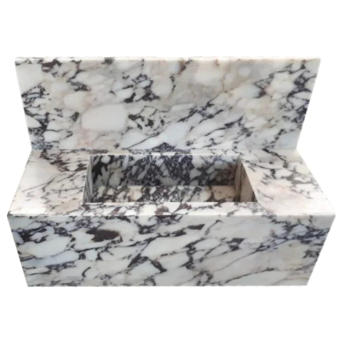 Calacatta Viola Marble Wall-mount Bathroom Sink 16x32 with Backsplash