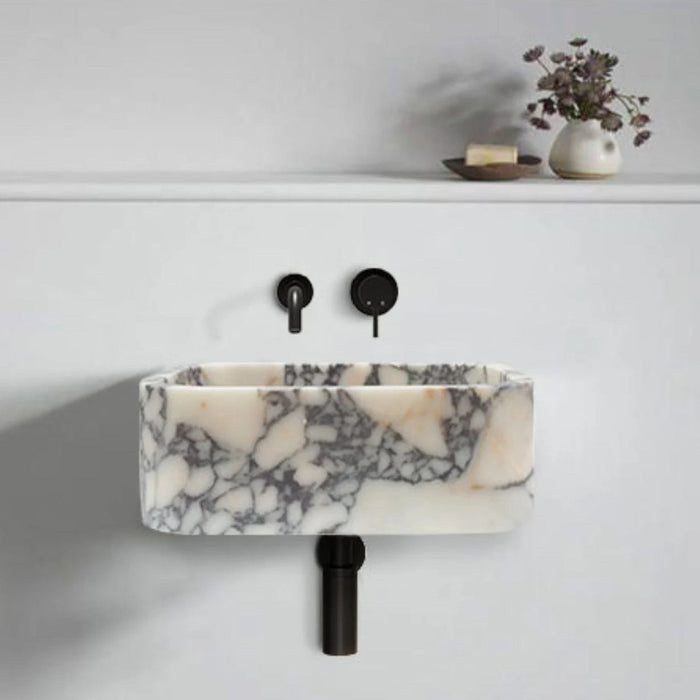 Calacatta Viola Marble Rectangular Wall-mount Bathroom Sink CVRHFHS-CT