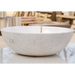 Calacatta white marble vessel sink polished and rough d16 h5 SKU EGECVP165 side view