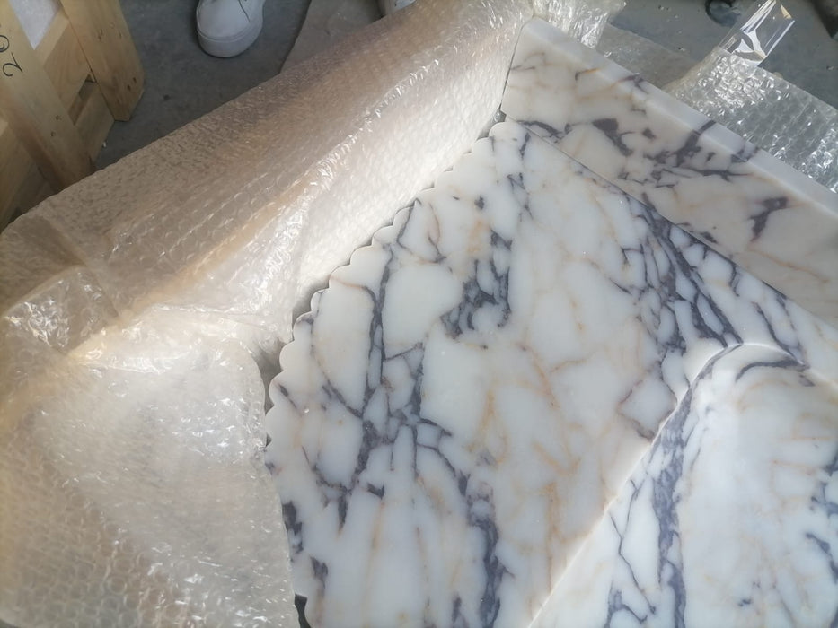 Calacatta Viola Marble Wall-mount Bathroom Vanity carved from Solid Block RVSCV5220P