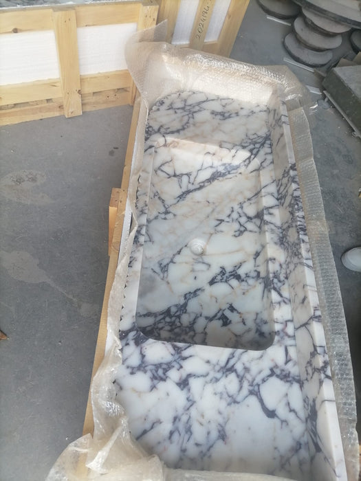 Calacatta Viola Marble Wall-mount Bathroom Vanity carved from Solid Block RVSCV5220P