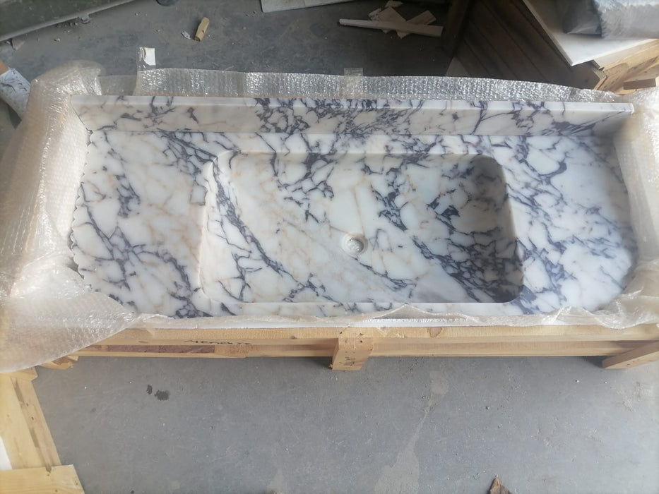 Calacatta Viola Marble Wall-mount Bathroom Vanity carved from Solid Block RVSCV5220P