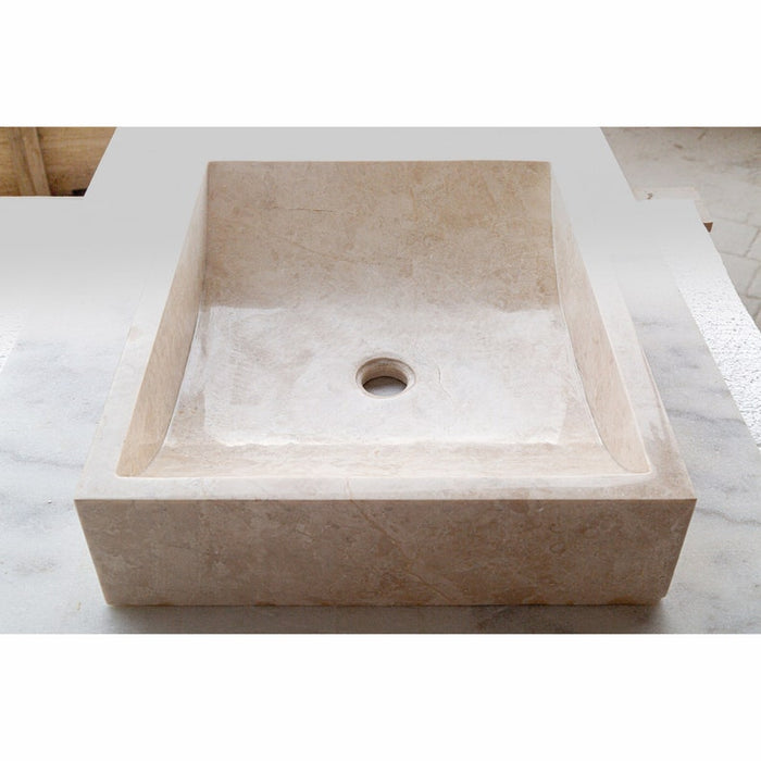 Cappuccino Beige Marble Rectangular Above Vanity Bathroom Sink CM-B-036-B