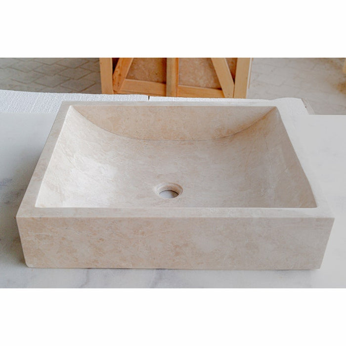 Cappuccino Beige Marble Rectangular Above Vanity Bathroom Sink CM-B-036-B