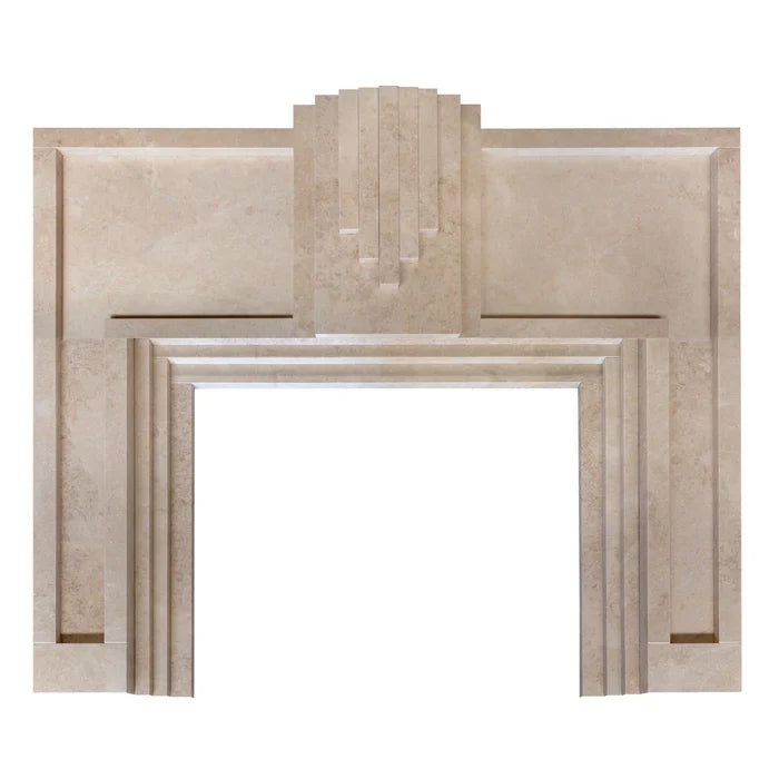 Cappuccino Beige Marble Hand-Carved Art Deco Fireplace Mantel 70x74