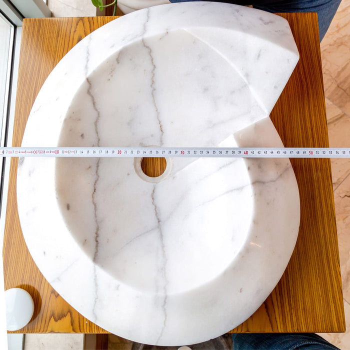 Carrara Marble Helix Shape Stone Above Vanity Bathroom Sink Polished NTRVS06