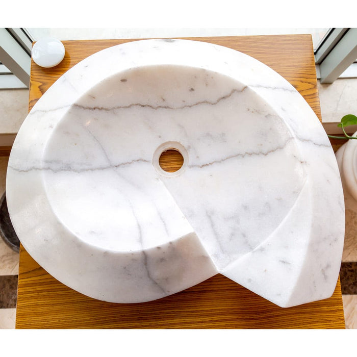 Carrara Marble Helix Shape Stone Above Vanity Bathroom Sink Polished NTRVS06