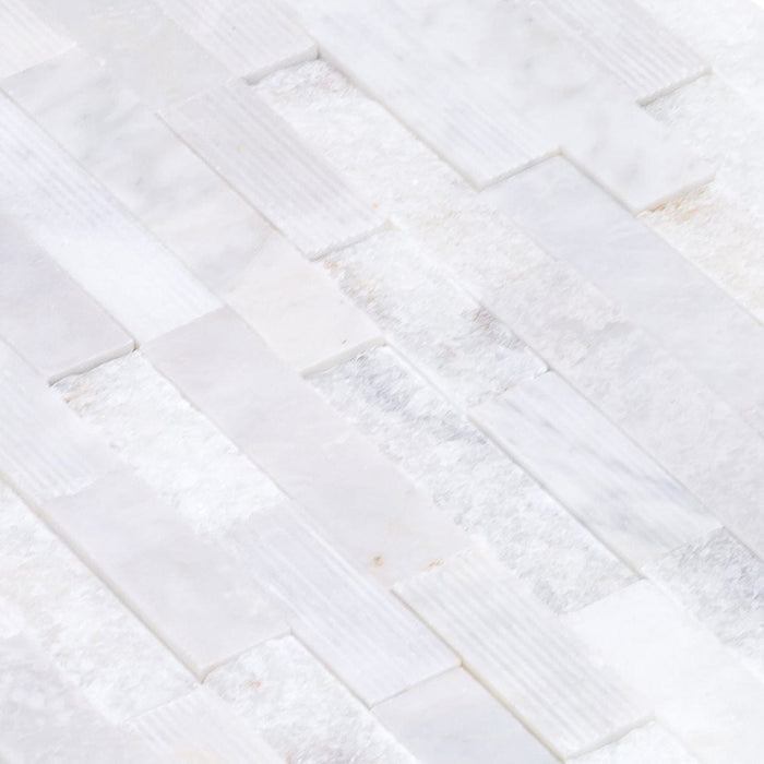 Carrara White Ledger Multi-surface 3D Panel 6"x24" Marble Wall Tile - Full Truckload