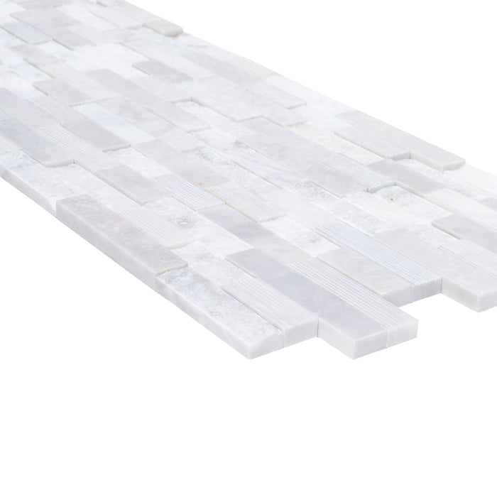 Carrara White Ledger Multi-surface 3D Panel 6"x24" Marble Wall Tile - Full Truckload