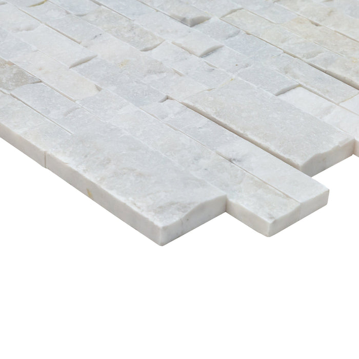 Carrara White Ledger 3D Panel 6"x24" Natural Marble Wall Tile - Full Truckload