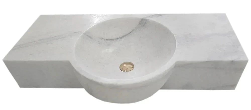 Carrara White Marble Above Vanity Floating Wall Mount Sink 36x16