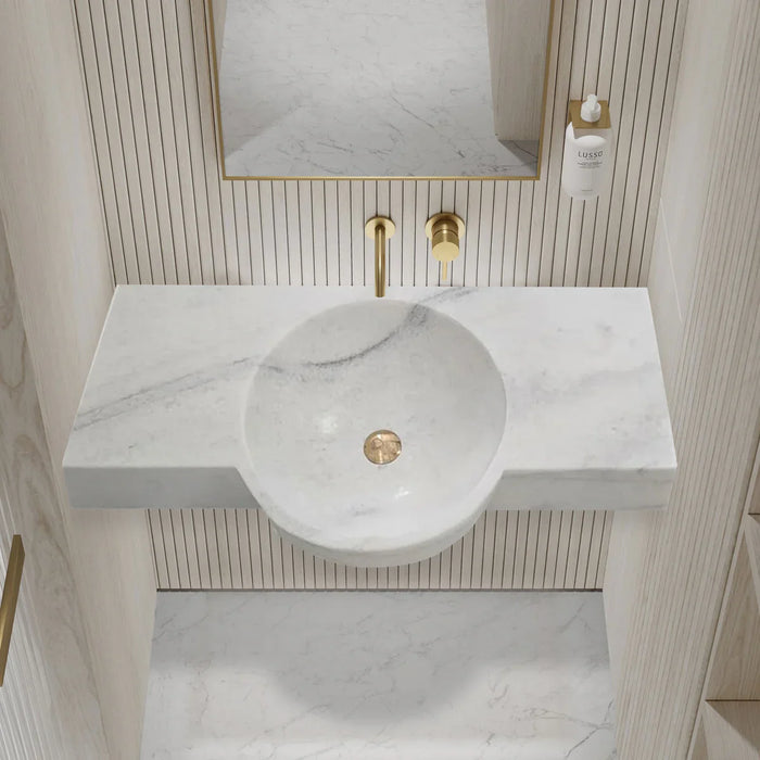 Carrara White Marble Above Vanity Floating Wall Mount Sink 36x16
