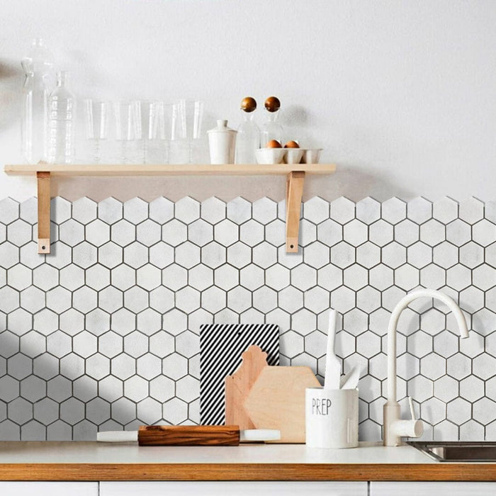 Carrara White Marble Hexagon 2" Polished Mosaic Floor and Wall Tile - Livfloors Collection