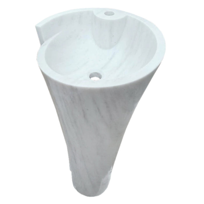 Carrara White Marble Stand-alone Designer Pedestal Bathroom Sink NTRVS925