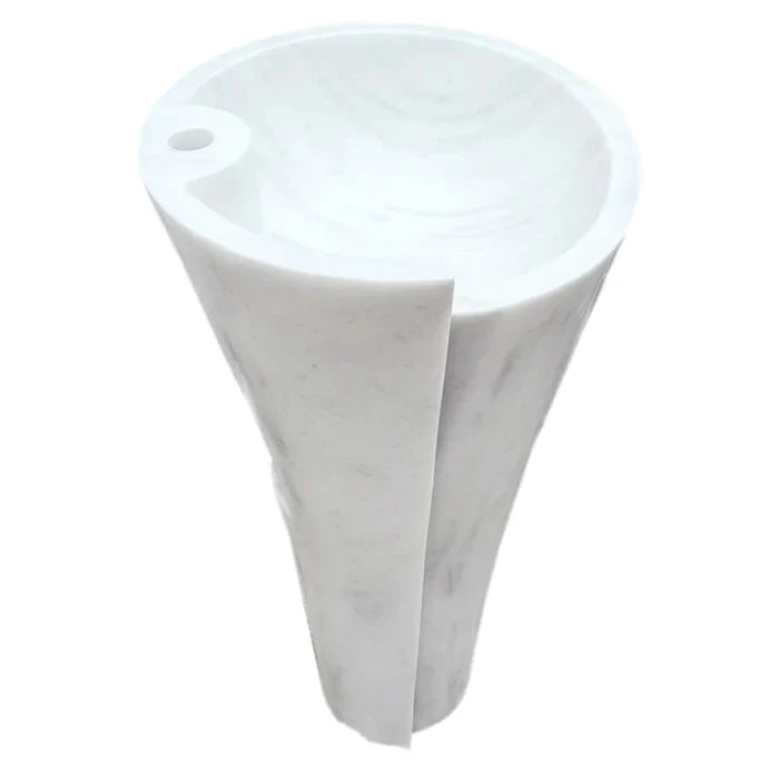 Carrara White Marble Designer Pedestal Bathroom Sink 16.5x36 In