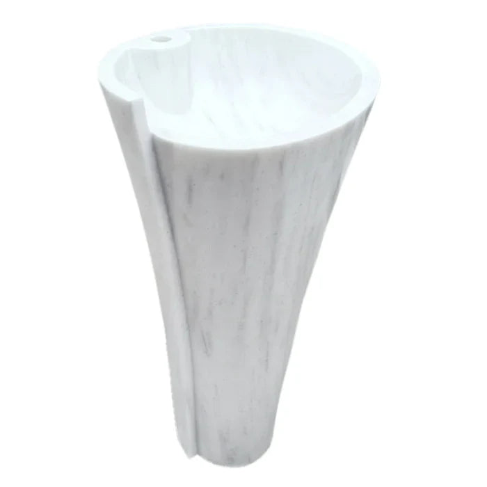 Carrara White Marble Designer Pedestal Bathroom Sink 16.5x36 In