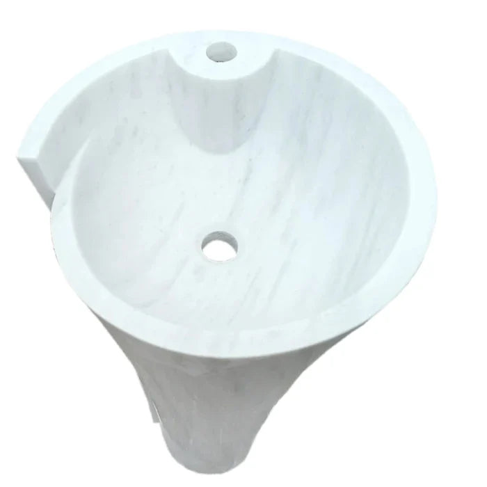 Carrara White Marble Designer Pedestal Bathroom Sink 16.5x36 In