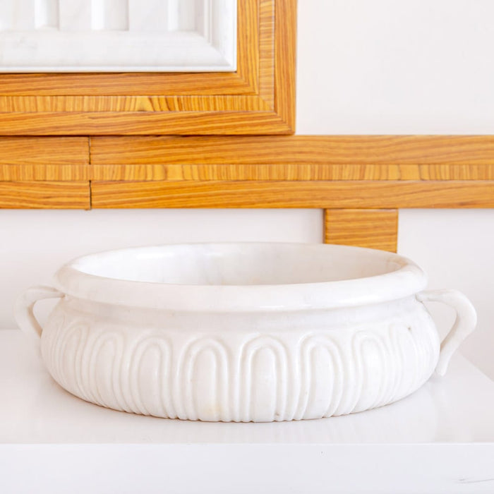 Calacatta White Marble Vessel Saucepan Shape Above Vanity Bathroom Sink NTRVS20