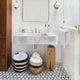 Carrara White Marble Wall Mount Bathroom Vanity - Ribbed Textured 16x38