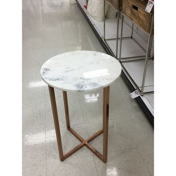 Carrara White Marble End/Side Table Round Polished MSCWST14x22CP