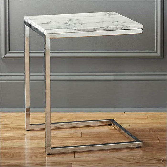 Carrara White Marble End/Side Table Square Polished MSCWST14x14x20C