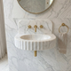 Carrara White Marble Wall-mount Bathroom Sink Fluted Front (W)16" (L)24" (H)6"